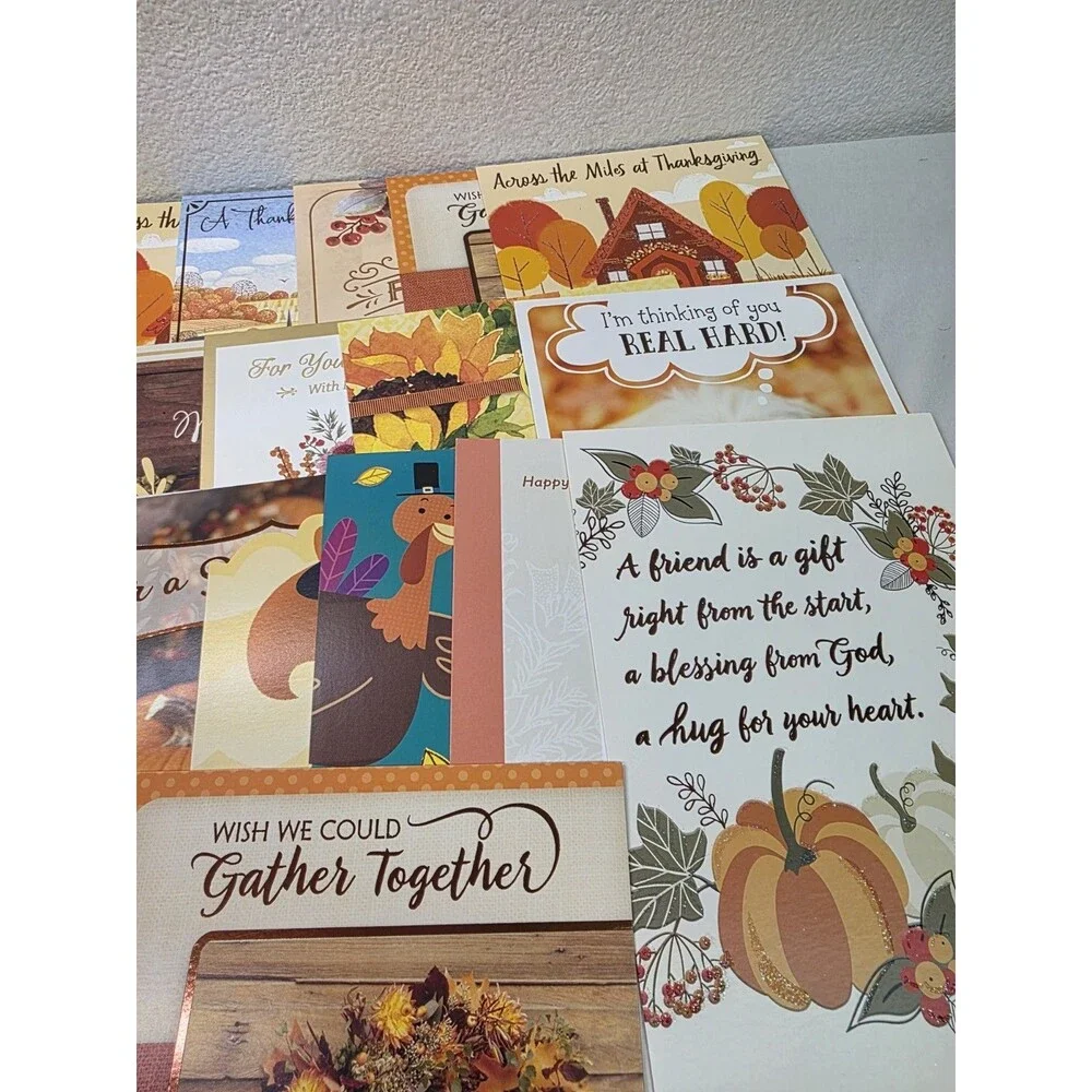 Thanksgiving Day Greeting Cards No Envelopes (30 Cards w/ Greetings Inside)